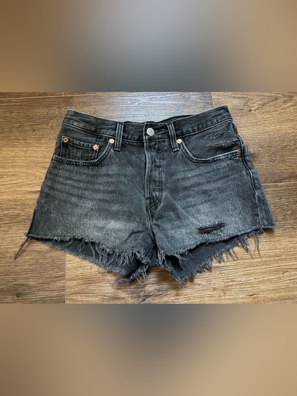 Levi's Black 501 Denim Cut Off Shorts